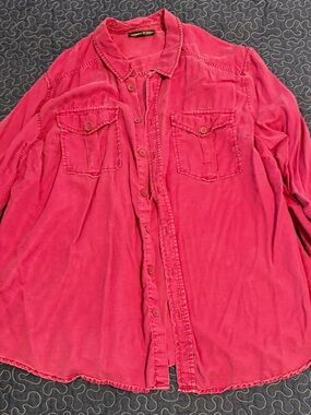 Love & Legend Button-Down “Dark Denim” Shirt in dusty burgundy